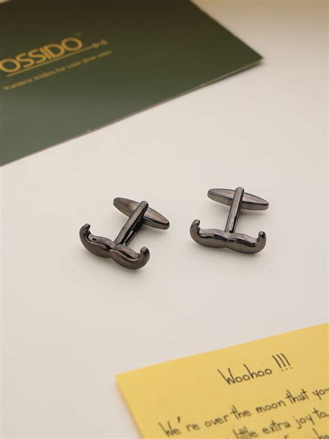 Dark Grey Moustache Cufflinks