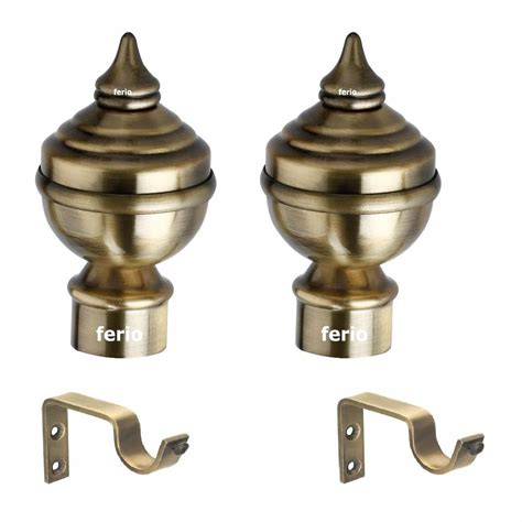 Buy FERIO Stainless Steel Curtain Brackets and Curtain Finials for Door ...