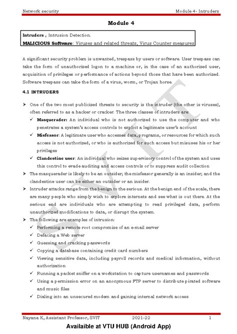 NS Mod 4 - notes - Nayana K, Assistant Professor, SVIT 2021-22 1 Module ...