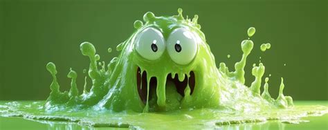 Neon green cartoon blob monster oozing forward halloween concept ...