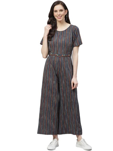 Buy Shree-The Indian Avatar Women's Cotton Striped Jumpsuit at Amazon.in