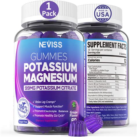 Potassium Magnesium Gummies - Potassium Supplement w/Ashwagandha 200mg, High Absorption ...
