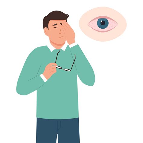 Man suffers from sore eyes. Inflammation and sharp pain in eyes. Redness, dry eyes ...
