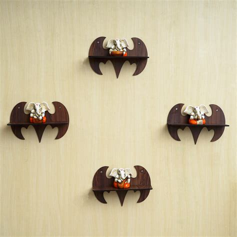 eCraftIndia Set of 4 Brown Batman Bird Shape Designer Wooden Wall ...