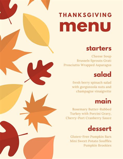 Free printable, customizable Thanksgiving menu templates | Canva