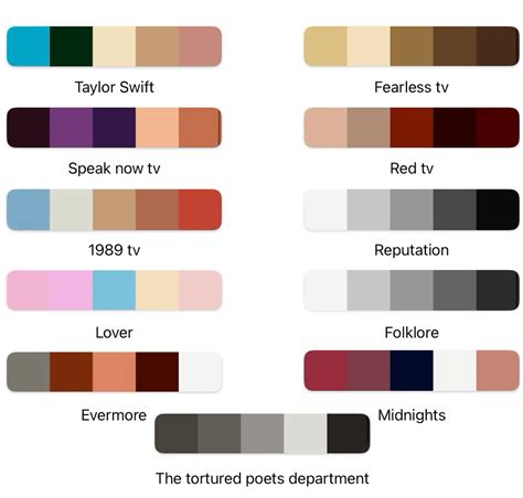 Taylor swift colors albums – Artofit