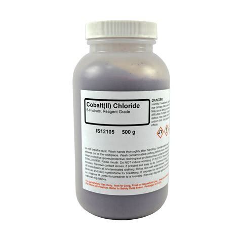 Cobalt (II) Chloride 6-Hydrate, Reagent Grade, 500 grams