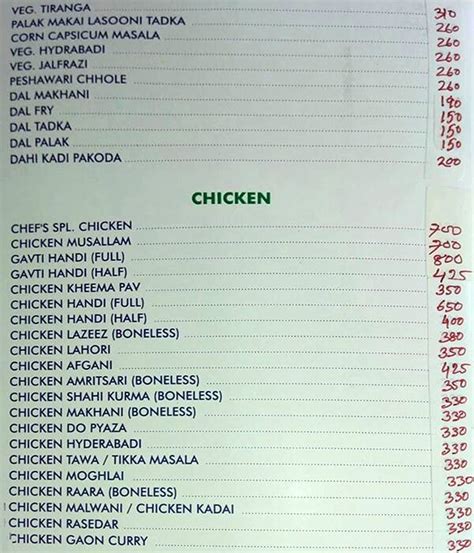 Menu at NANDI PALACE, Kalyan, Vicco Naka