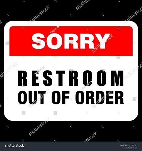 Sorry Restroom Out Order Sign Vector Stock Vector (Royalty Free ...