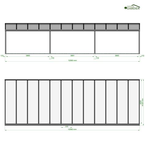 Dreamgarden Terrassenüberdachung 12,06 x 4 Meter Weiß Solar PV-Glas ...