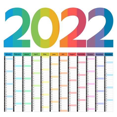Kalender 2022 dagelijkse evenementenplanner vector kleur illustratie ...