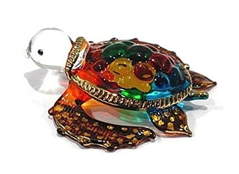 Handmade Colour Sea Turtle Art Glass Blown Sea Animal Figurine ...