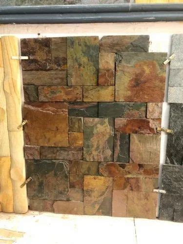 Slate Stone elevation wall cladding - Multicolor Cladding Stone ...