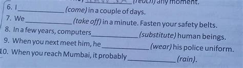 put put the verbs in brackets into future continuous tense. rule ...