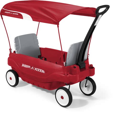 Radio Flyer, Deluxe Family Wagon with Canopy, Folding Seats, Red ...