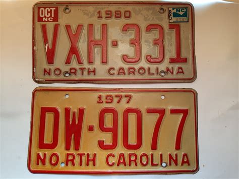 Vintage North Carolina License Plates Lot of 2, Years 1977 & 1980 | eBay