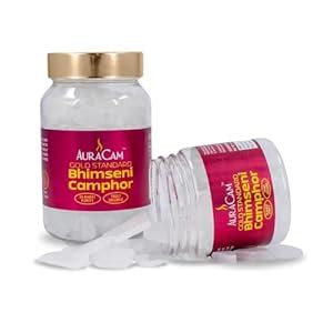 AuraCam Gold Standard Bhimseni Camphor - 100 GMS/Camphor for Pooja/100% ...