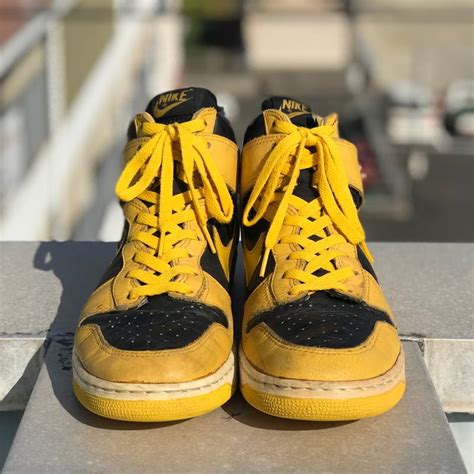 80's NIKE DUNK HI IOWA ナイキ ダンク ハイ アイオワ大学 ホークアイズ 85年製 オリジナル ヴィンテージ 黄黒 ...
