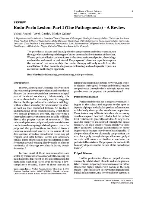 1. endo perio lesion part i (the pathogenesis) | PDF