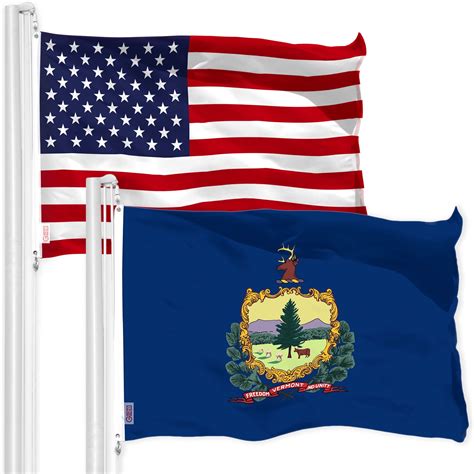 G128 Combo Pack: American USA Flag 3x5 Ft 150D & Vermont VT State Flag ...
