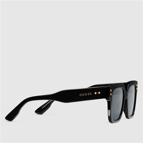 Rectangular frame sunglasses in black acetate | GUCCI® US