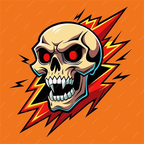 Premium Vector | A skull with a lightning bolt and a red background