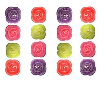 atorakushon® Paraffin Wax Multi Color Smokeless Scented Rose Flower ...