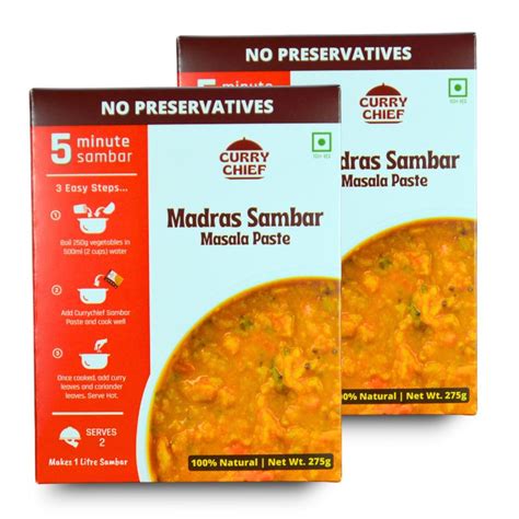 CurryChief Madras Sambar Paste (Pack of 2) | Instant Sambar | Cook in 5 ...
