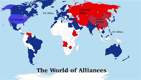 アメリカの同盟国と中国の同盟国の表がこちら