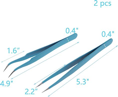 Buy Wealrit 2 pcs Light Blue Tweezers Kit,Stainless Steel Sharp ...