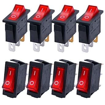 TWTADE / 8Pcs Red Light Illuminated On/Off SPST 3 Pin 2 Position Mini ...