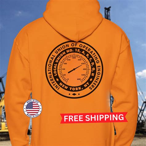 Local 15 Operating Engineers Hi-vis Hoodie, Safety Orange, IUOE, Union ...