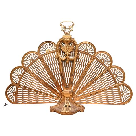 Vintage Solid Brass Clam Seashell Brass Peacock Fireplace Folding Fan ...