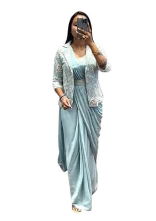 Buy Fashion Since Ready To Wear Saree Blouse & Koti With Belt Set For ...