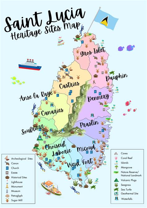Map Of Saint Lucia Island