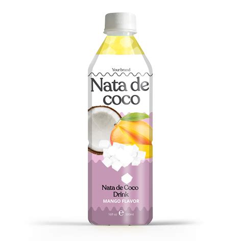 Peach Juice Drink With Nata De Coco 500 ML Can Private Label