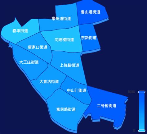 echarts天津市河东区地图visualMap控制地图颜色演示实例 - 完竣世界
