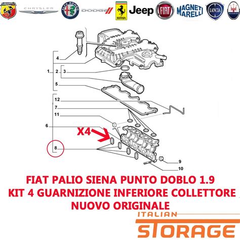 46548450, Fiat Palio Siena Punto Doblo 1.9 Kit 4 Guarnizione Collettore ...