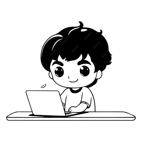 Boy Using Computer Cartoon 的图像结果