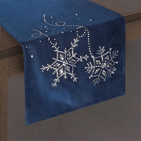Navy velvet table runner Juellie Accessories Christmas table runners UK.
