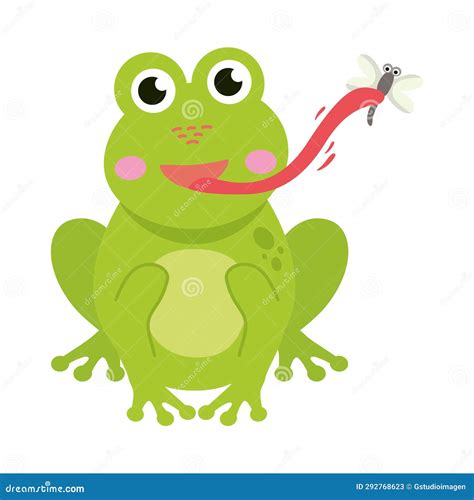 Frog Eating Fly Illustration Stock Illustration - Illustration of cute ...