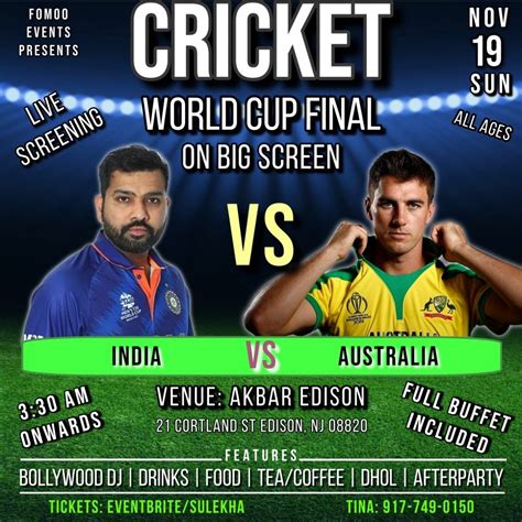 CRICKET WORLD CUP FINALS- LIVE SCREENING @AKBAR EDISON, AKBAR, Edison ...