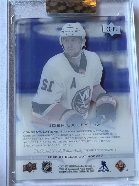 2020-21 UD Clear Cut Auto Josh Bailey On Card Autograph 20/21 Upper Deck NY !!!! | eBay