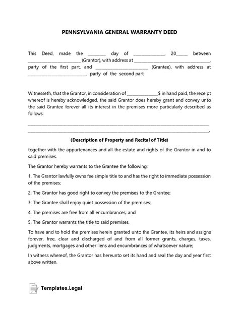 Pennsylvania Deed Forms & Templates (Free) [Word, PDF, ODT]