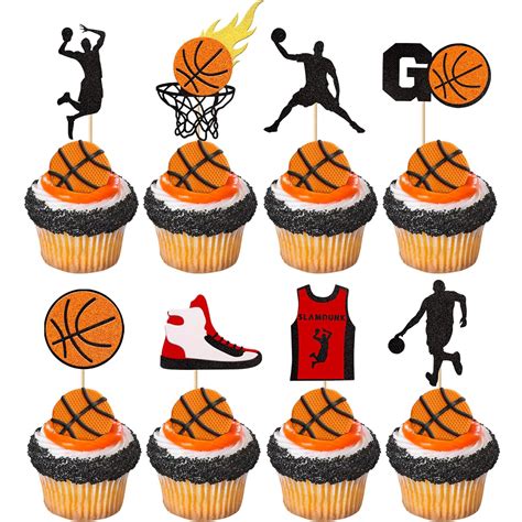 24 Pack Basketball Cupcake Toppers Basketball Player Slam Dunk ...