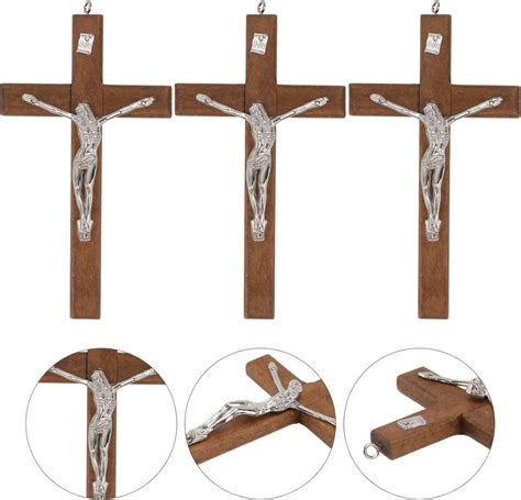 Buy BESTOYARD 3pcs Wood Holding Cross Medal Holy Land Crucifix Cross ...