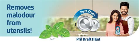 Pril Kraft Mint Liquid Dishwash Gel -750ml -Malodour Removal Specialist ...