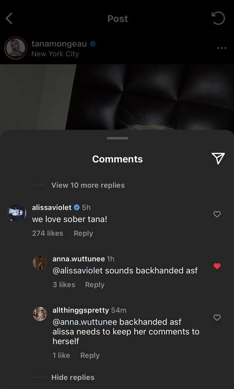 Alissa Violet’s comment under Tana Mongeau’s post : r/LAinfluencersnark