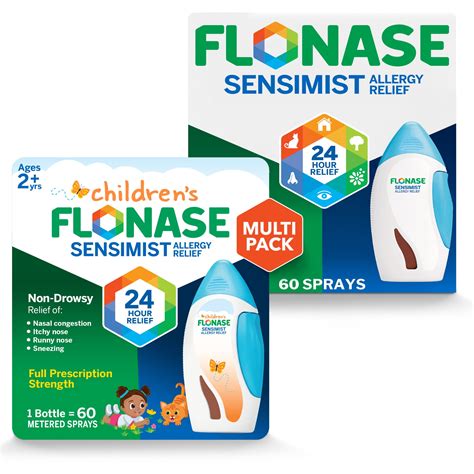 Flonase Sensimist Nasal Spray Severe Allergy Relief for Adults and Kids, 120 Sprays Total (2 ...