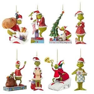 Buy Grinch Christmas Ornament Decorations, 8PCS Stocking Cap Funny ...